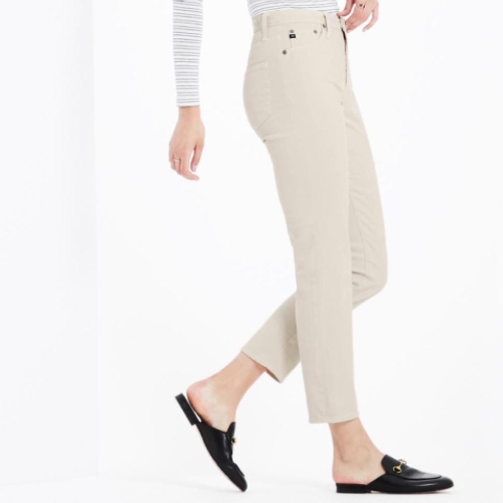 AG High Waisted Tapered Leg Ivory PHOEBE Pants 27